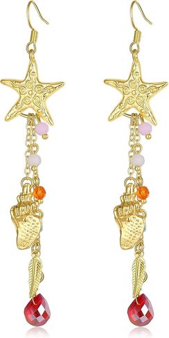 GZQ Boho Colorful Beaded Hoop Earrings for Women, Tassel Dangle Earrings Jewelry, Gold Statement Accessory for Daily Wear Party Date, Lightweight 2.75in in Saudi Arabia