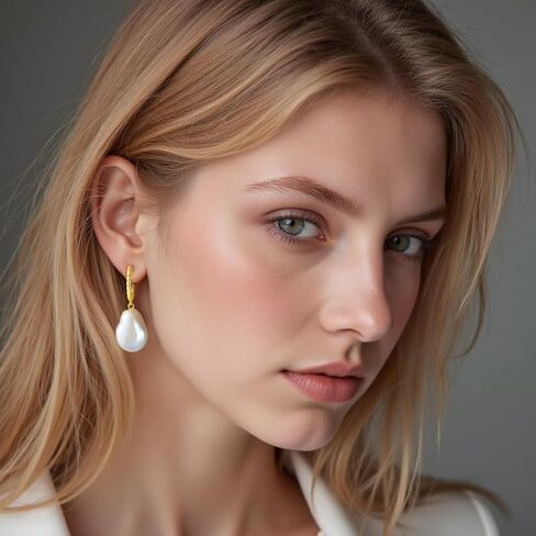 11-15mm/16-20mm Freshwater Baroque Pearl Dangle Drop Earrings For Women,18K Gold plated S925 Sterling Silver,Elegant Gold Pearl Drop Earrings with Exquisite Packaging | Wedding, Anniversary & Birthday Gift in Kuwait