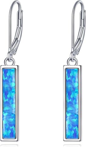 CRMAD Abalone Shell Bar Earrings for Women Sterling Silver Leverback Earrings Abalone Jewelry Gift in Kuwait
