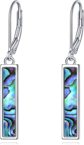CRMAD Abalone Shell Bar Earrings for Women Sterling Silver Leverback Earrings Abalone Jewelry Gift in Kuwait