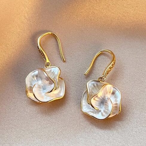 Elegant Enamel White Flower Drop Earrings for Women Wedding Valentine Romantic Jewelry in Kuwait