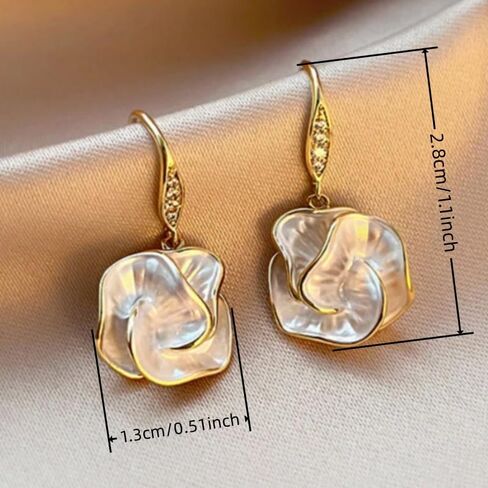 Elegant Enamel White Flower Drop Earrings for Women Wedding Valentine Romantic Jewelry in Kuwait