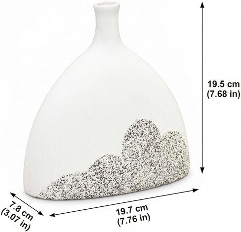 White Ceramic Vase, Small Textured Vase for Home Decor in Kuwait