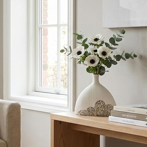 White Ceramic Vase, Small Textured Vase for Home Decor in Kuwait