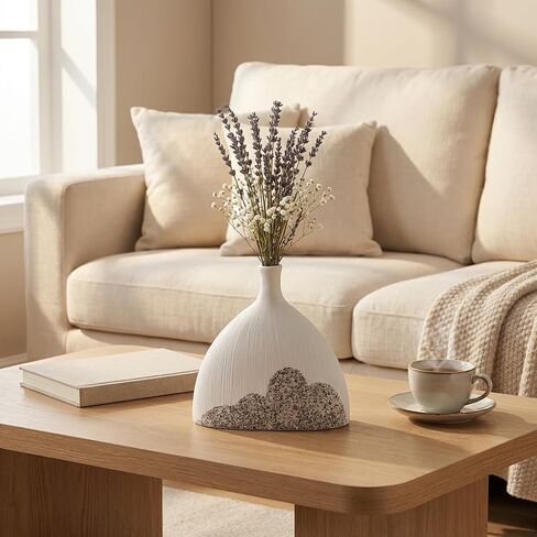 White Ceramic Vase, Small Textured Vase for Home Decor in Kuwait