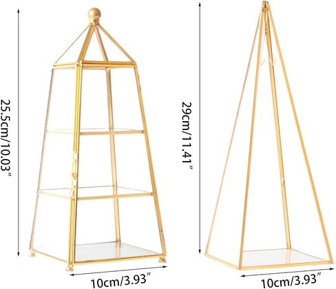 Glass Rectangular Pyramid Jewelry Holder Clear Jewelry Trinket Box Display Holder Storage Organizer For Women Girl Gift Decorative Tower Boxes in Kuwait