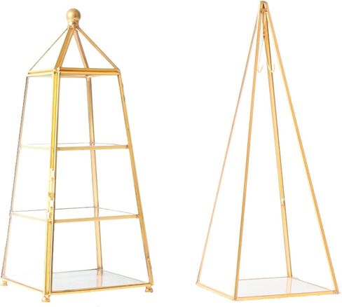 Glass Rectangular Pyramid Jewelry Holder Clear Jewelry Trinket Box Display Holder Storage Organizer For Women Girl Gift Decorative Tower Boxes in Kuwait
