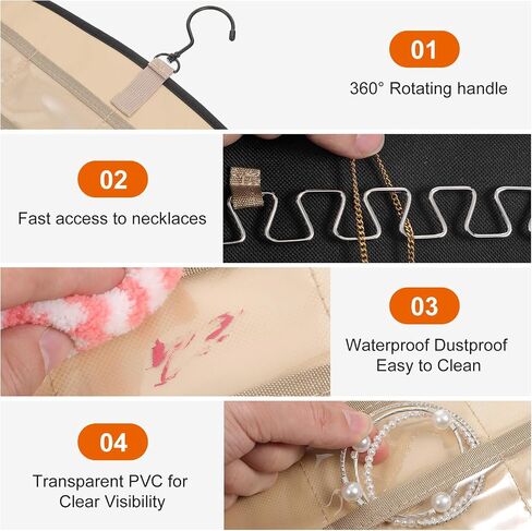 2 Pack Hanging Organizer Storage with 39 Pockets & 30 Hooks, Double Sided Wall Mount Jewelry Display for Earrings, Bracelets, Necklaces, Closet Door (Black, Large) in Saudi Arabia