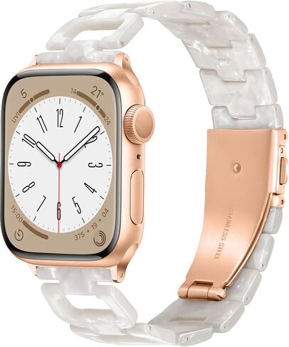 Light Apple Watch Band -D-shaped Design Resin iWatch Bands Starlight, Apple Watch Bands for Women, Compatible with Apple Watch Ultra 2 1 Series 9 Series 8 7 SE 6(Tortoise Stone Flower,41mm/40mm/38mm) in Kuwait