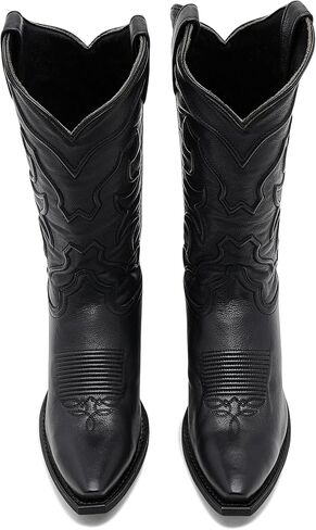 Laredo Womens Reva Snip Toe Pull On Casual Boots منتصف الساق وكعب منخفض 1-2 بوصة - أسود in Kuwait