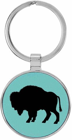 Buffalo Bison Animal Nature Laser Engraved Leatherette Keychain Backpack Pull - 1.5 x 3 Inches in Saudi Arabia