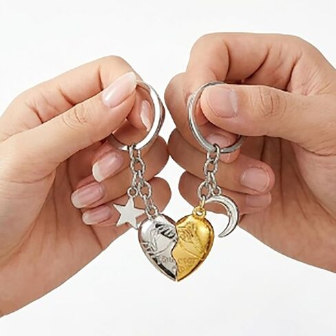 Couple Keychain For Women, For Ever Heart Moon Star Pinky Promise Magnetic Attraction Couples Gift Accessories in Saudi Arabia