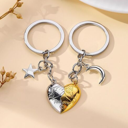Couple Keychain For Women, For Ever Heart Moon Star Pinky Promise Magnetic Attraction Couples Gift Accessories in Saudi Arabia