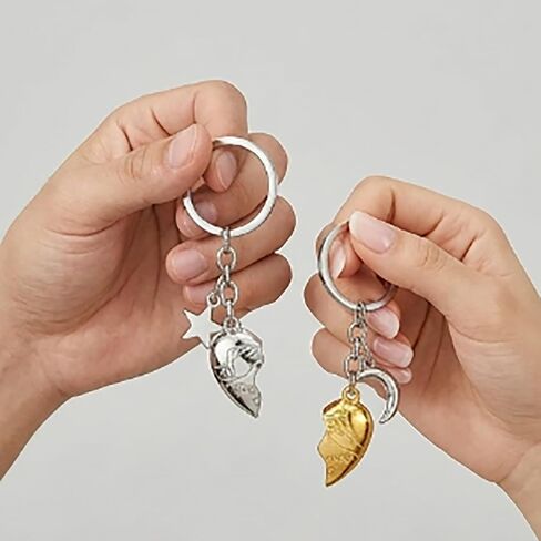 Couple Keychain For Women, For Ever Heart Moon Star Pinky Promise Magnetic Attraction Couples Gift Accessories in Saudi Arabia