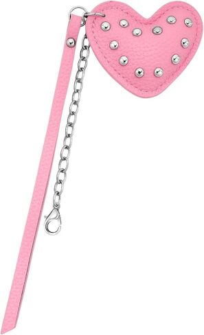 Punk Heart Bag Charm Studded PU Leather Heart Keychain with Metal Chain Y2k Gothic Tote Bags Accessories for Women in Saudi Arabia