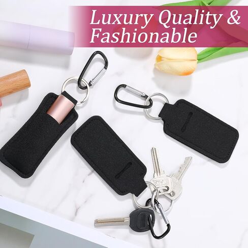 3 Pcs Chap stick Holder Keychain Cute Lip Balm Case Key Chains with Clip Small Chap-stick Holder Keychain Elastic Lip Balm Key Chains for Women Travel Chap sticks Lipgloss in Saudi Arabia