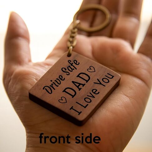 Drive Safe Dad Keychain – Wooden Engraved Gift for Dad from Son Daughter, Best Dad Ever, I Love You Dad Keyring, Birthday Christmas Fathers Day Gift for Father in Saudi Arabia