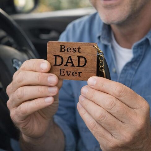 Drive Safe Dad Keychain – Wooden Engraved Gift for Dad from Son Daughter, Best Dad Ever, I Love You Dad Keyring, Birthday Christmas Fathers Day Gift for Father in Saudi Arabia