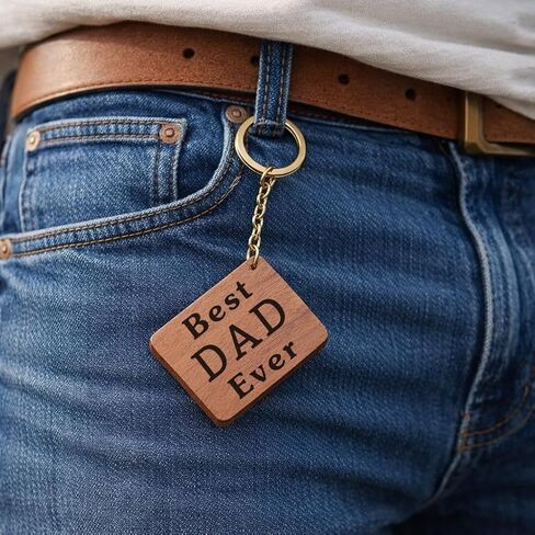 Drive Safe Dad Keychain – Wooden Engraved Gift for Dad from Son Daughter, Best Dad Ever, I Love You Dad Keyring, Birthday Christmas Fathers Day Gift for Father in Saudi Arabia