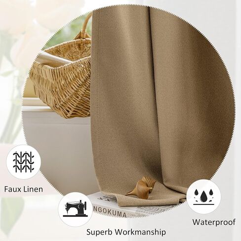 HUTO 100 W x 84 L inch Pinch Pleat Total Blackout Drape Faux Linen Drape with Tieback Waterproof Curtain Panel for Living Room Bedroom Meeting Room Theater Patio Door (1 Panel, Tapue) in Saudi Arabia