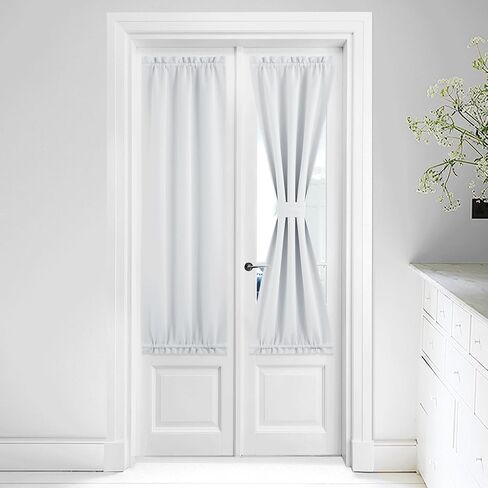 Greyish White French Door Curtains - Blackout Thermal Insulated Sidelight Door Panels, Ideal for Window/Living Room/Doorways (1 Panel, 25W x 60L inches) in Kuwait