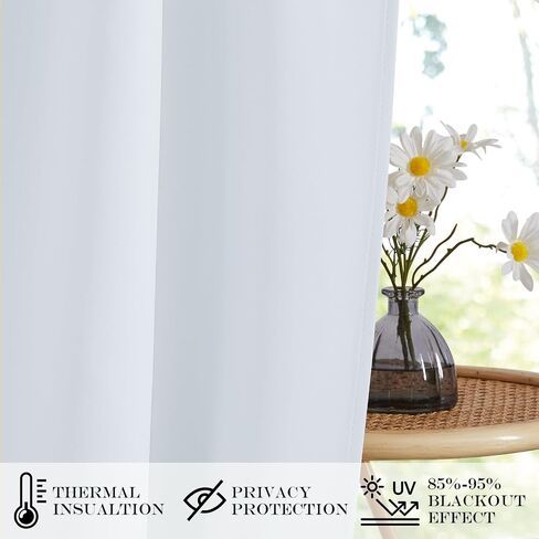 Greyish White French Door Curtains - Blackout Thermal Insulated Sidelight Door Panels, Ideal for Window/Living Room/Doorways (1 Panel, 25W x 60L inches) in Kuwait