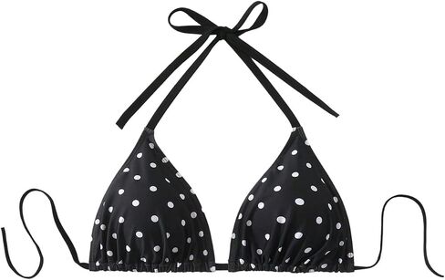 WDIRARA Women's Plus Size Floral Halter Triangle Bikini Top Tie Back String Swim Tops in Kuwait