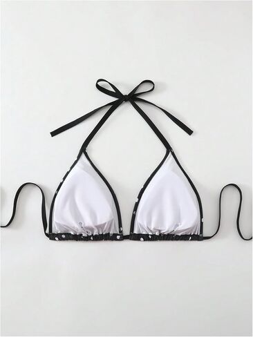 WDIRARA Women's Plus Size Floral Halter Triangle Bikini Top Tie Back String Swim Tops in Kuwait