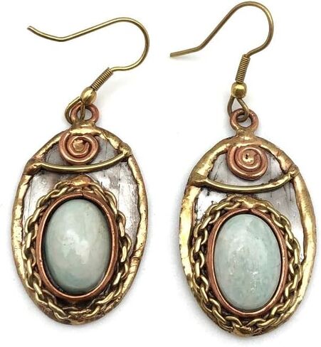 E2213 Mixed Metal Earrings with Amazonite in Saudi Arabia