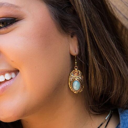 E2213 Mixed Metal Earrings with Amazonite in Saudi Arabia