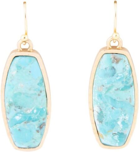 Barse Jewelry Odyssey Long Blue Turquoise and Golden Statement Earrings in Saudi Arabia