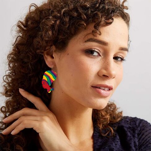 4 Pairs Juneteenth African Earrings for Women Round Heart Painted Wooden Dangle Earrings Ethnic History Inspired Jewelry Accessories in Saudi Arabia