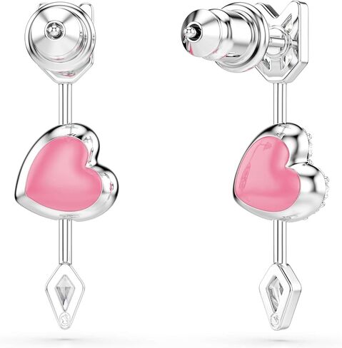 Swarovski Idyllia drop earrings, Mixed cuts, Heart with arrow, White, Rhodium plated in Kuwait