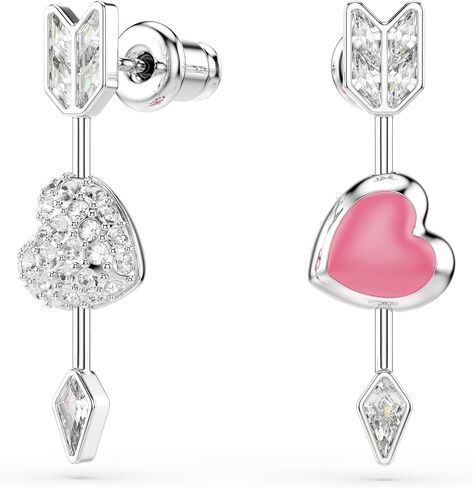 Swarovski Idyllia drop earrings, Mixed cuts, Heart with arrow, White, Rhodium plated in Kuwait