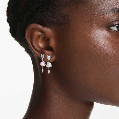 Swarovski Idyllia drop earrings, Mixed cuts, Heart with arrow, White, Rhodium plated in Kuwait