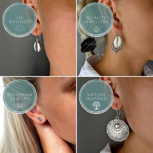 81stgeneration Long Feather Bone Earrings for Women With 925 Sterling Silver Hooks - Tribal Wing Spiral Earrings - Hypoallergenic Boho Threader Earrings - Hand Carved Bone Jewelry in Kuwait