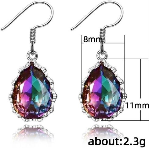 White Gold Plated Colorful Cubic Zirconia Dangle Earrings for Women Daily Wedding Bridal Evening Parties Lightweight Earring Jewelry Gift for Her in Kuwait