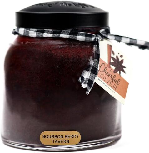 معطي مبهج - حانة بوربون بيري - وعاء شموع معطرة برائحة بابا 34oz مع غطاء - حراس الضوء - 155 ساعة من وقت الحرق، هدية لعيد الأب، أحمر in Kuwait