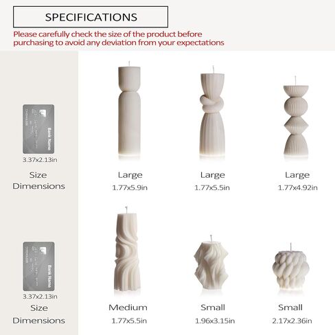 6 Pcs Small Handmade Ribbed Pillar Candle Set, Soy Wax Modern Home Decor for Living Room Bedroom, Aesthetic Table & Shelf Decor, Perfect Housewarming Gift (White, Small) in Saudi Arabia