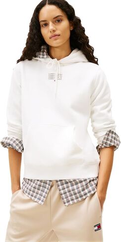 Tommy Jeans Women's Medium Weight Hoodie With Stacked Printed Logo Detail in Saudi Arabia