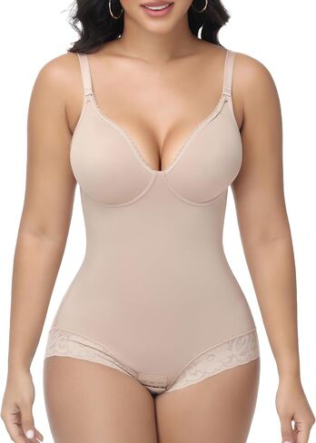 SHAPESHE Backless Shapewear for Women Seamless Tummy Control Bodysuit Underwire V Neck Low Back Faja Body Shaper in Saudi Arabia