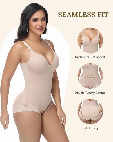 SHAPESHE Backless Shapewear for Women Seamless Tummy Control Bodysuit Underwire V Neck Low Back Faja Body Shaper in Kuwait