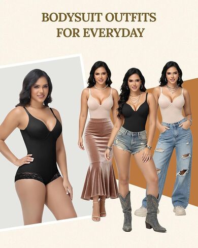 SHAPESHE Backless Shapewear for Women Seamless Tummy Control Bodysuit Underwire V Neck Low Back Faja Body Shaper in Kuwait