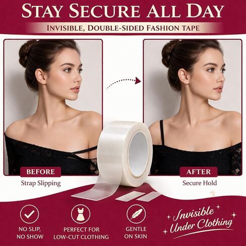 Fashion Tape for Clothes, Double Sided Body Tape, Dress Tape for Women, Clothing Tape, Bra Tape Strong Hold Invisible Fabric Tape for Skin & Clothes in Kuwait