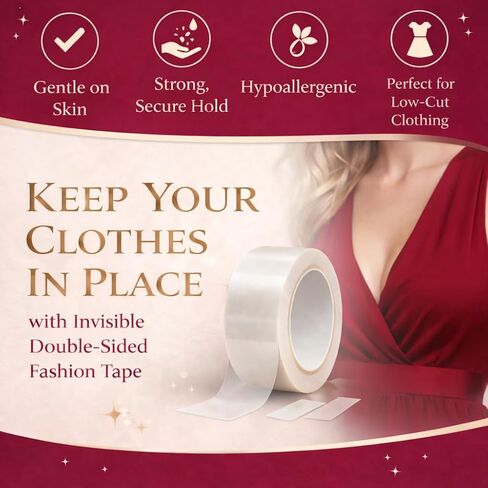 Fashion Tape for Clothes, Double Sided Body Tape, Dress Tape for Women, Clothing Tape, Bra Tape Strong Hold Invisible Fabric Tape for Skin & Clothes in Kuwait