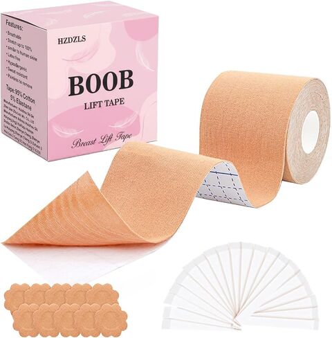Boob Tape for Women, Invisible Breast Lift Body Tape with Push Up Support, Breathable & Comfortable, for Strapless & Backless Dresses, Deep V Tops, Beige in Saudi Arabia
