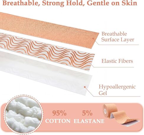 Boob Tape for Women, Invisible Breast Lift Body Tape with Push Up Support, Breathable & Comfortable, for Strapless & Backless Dresses, Deep V Tops, Beige in Saudi Arabia