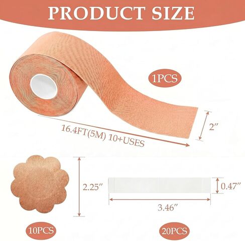 Boob Tape for Women, Invisible Breast Lift Body Tape with Push Up Support, Breathable & Comfortable, for Strapless & Backless Dresses, Deep V Tops, Beige in Saudi Arabia