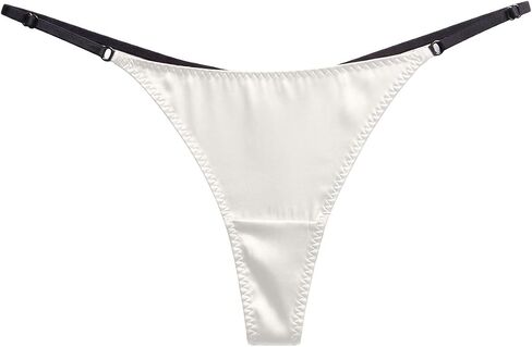 100% Mulberry Silk Thongs for Women - 22 Momme Silk G-String Panties, Side Adjustable, Sexy Shiny Satin-Finish T-back in Kuwait
