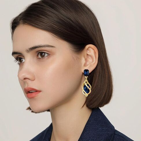14k Gold Sparkly Crystal Square Octagon Dangle Drop Earrings Long Glitter Rhinestone Geometry Stud Earrings For Women in Kuwait